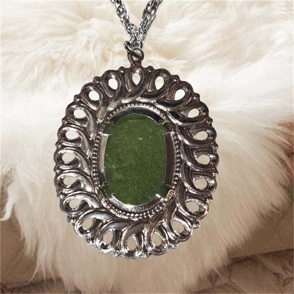 Genuine Stone Pendant with Silver Tone Necklace - Picture 4 of 4